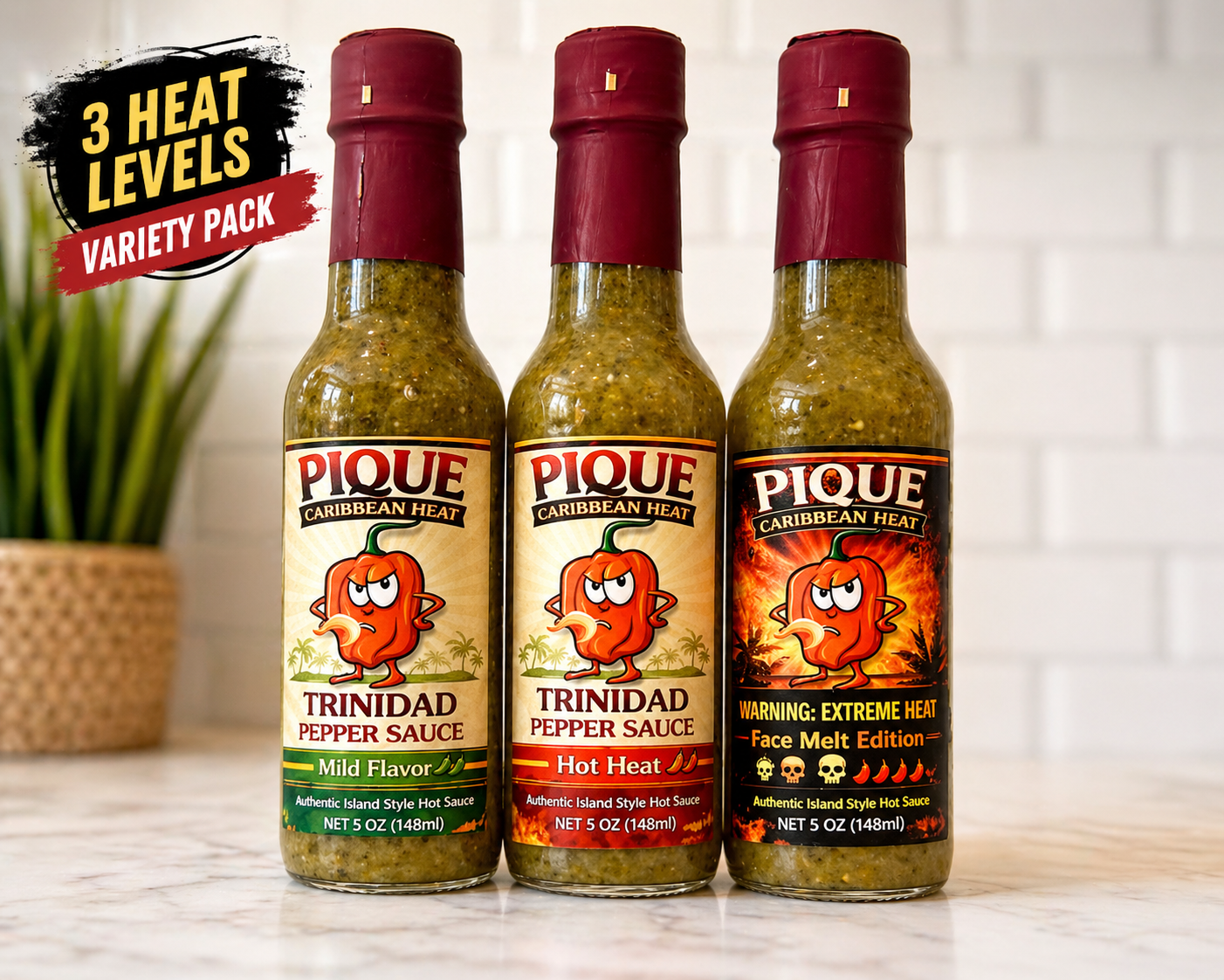 🔥🌴💀 Pique Caribbean Heat – 3 Bottle Variety Pack
🚚 Free Shipping Included